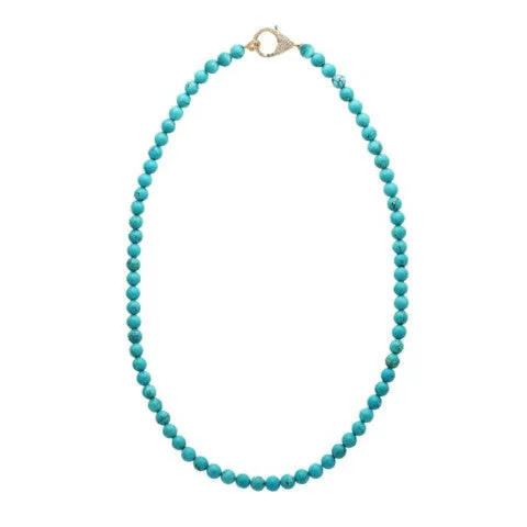 Janis Savitt Turquoise Necklace with Pave CZ Clasp