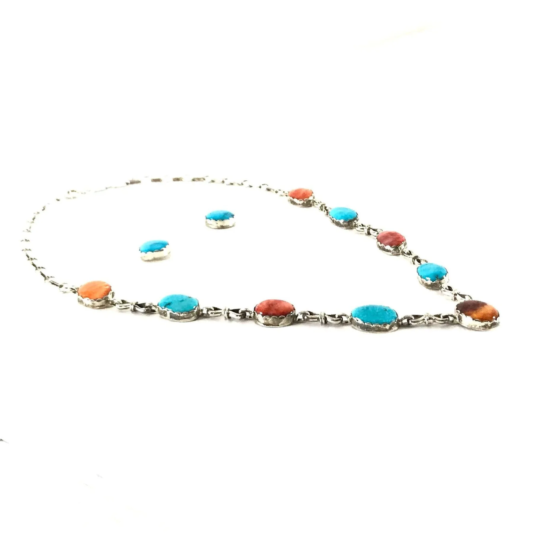 Julia Etsitty Turquoise and Spiny Oyster Shell Necklace and Earring Set
