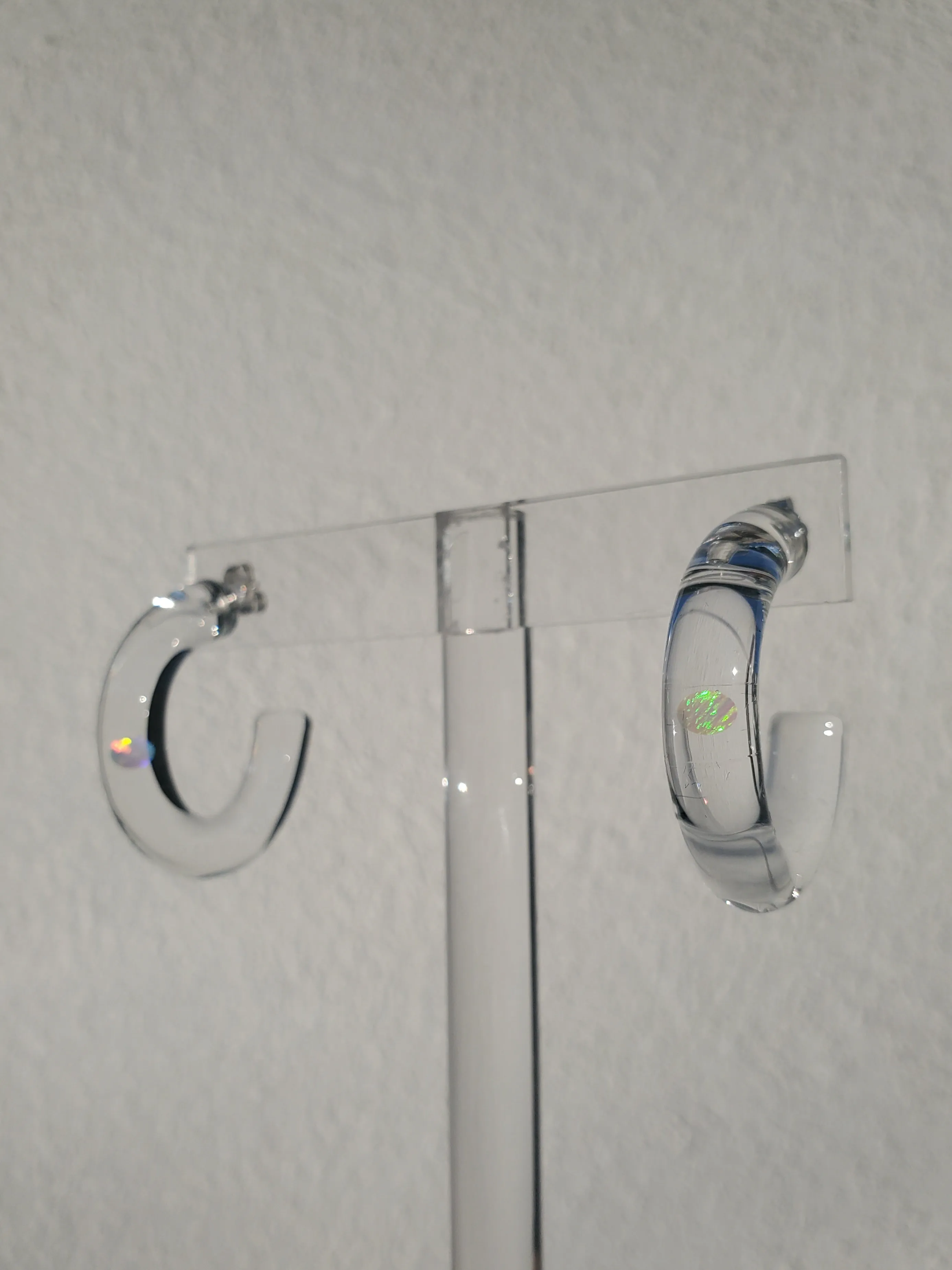 KEANE Gilson Opal Glass Hoops - Clear