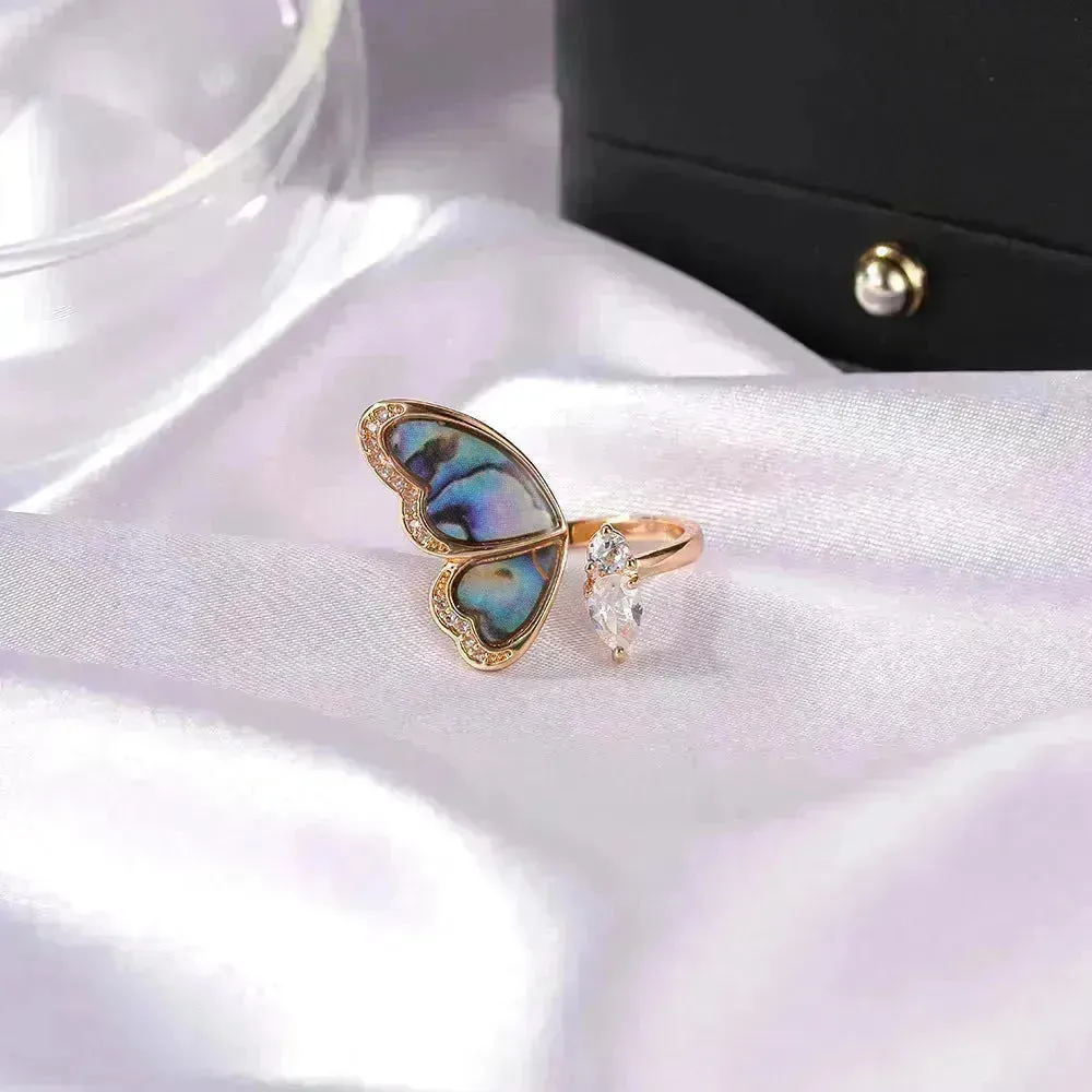 Ladies Fashion  Seashell Wing Zircon Jewelry Ring for women