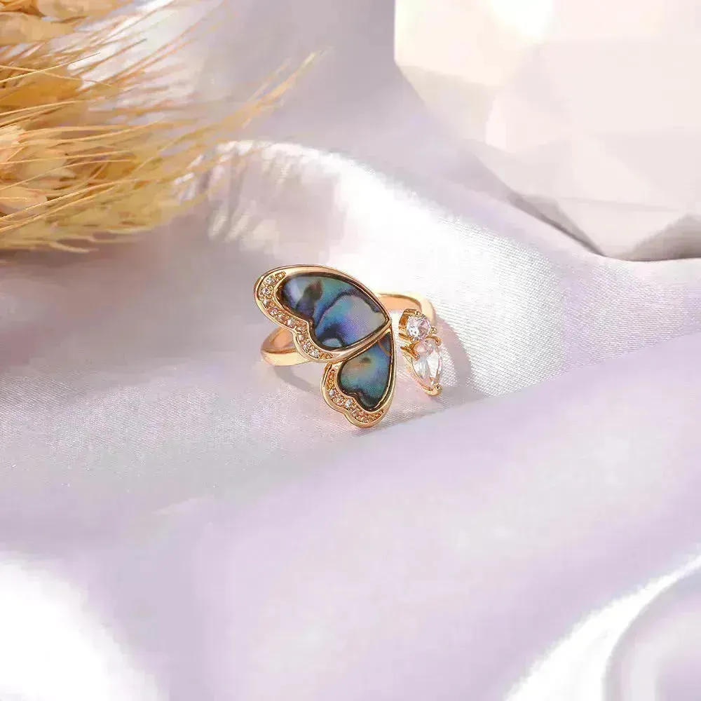 Ladies Fashion  Seashell Wing Zircon Jewelry Ring for women