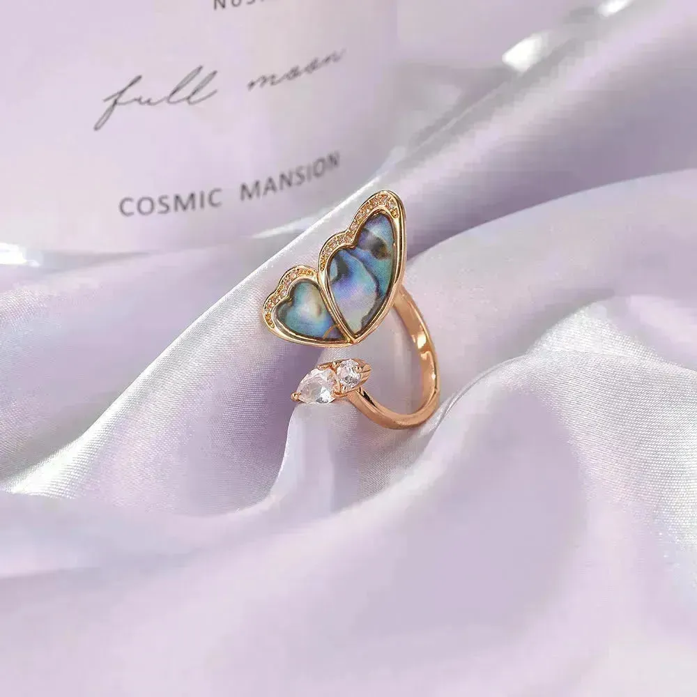 Ladies Fashion  Seashell Wing Zircon Jewelry Ring for women