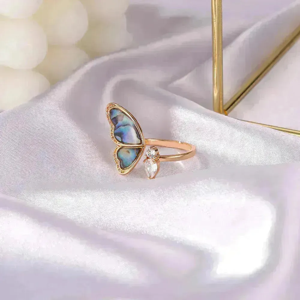 Ladies Fashion  Seashell Wing Zircon Jewelry Ring for women