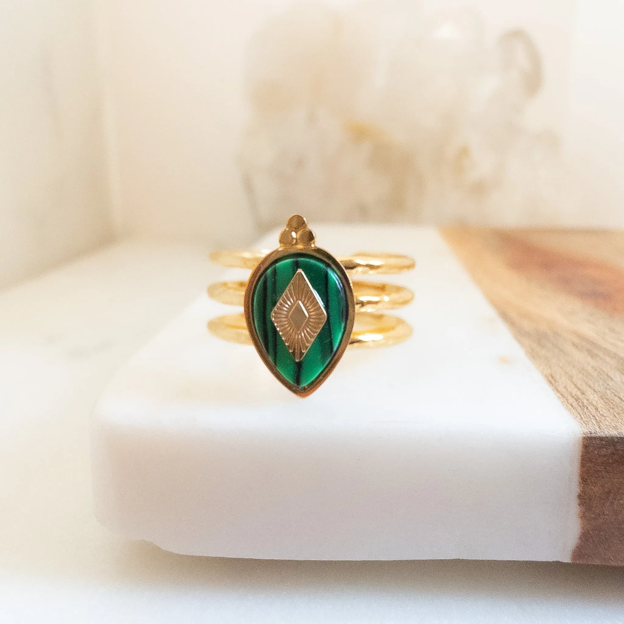 Malachite Marquise Ring