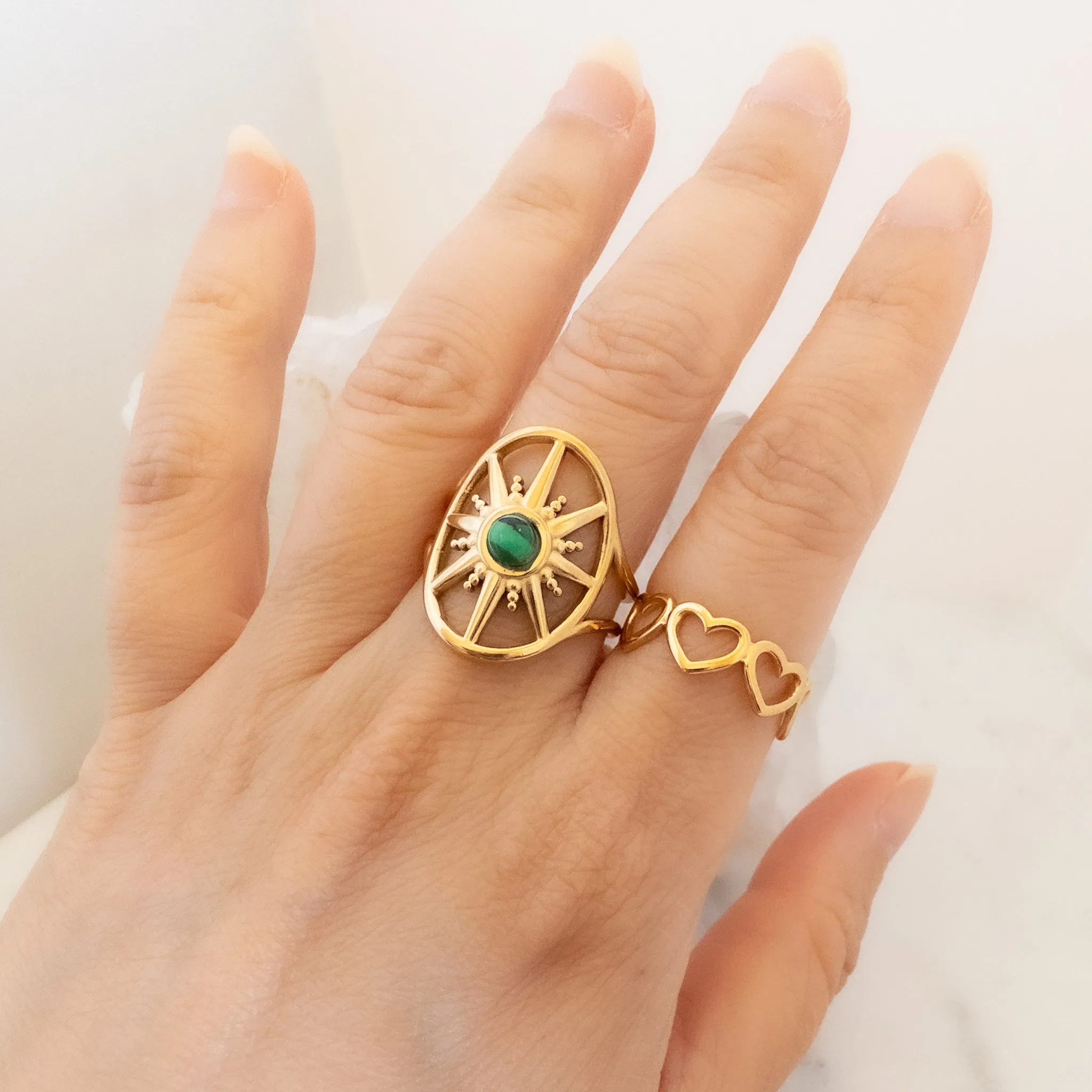 Malachite North Star Ring