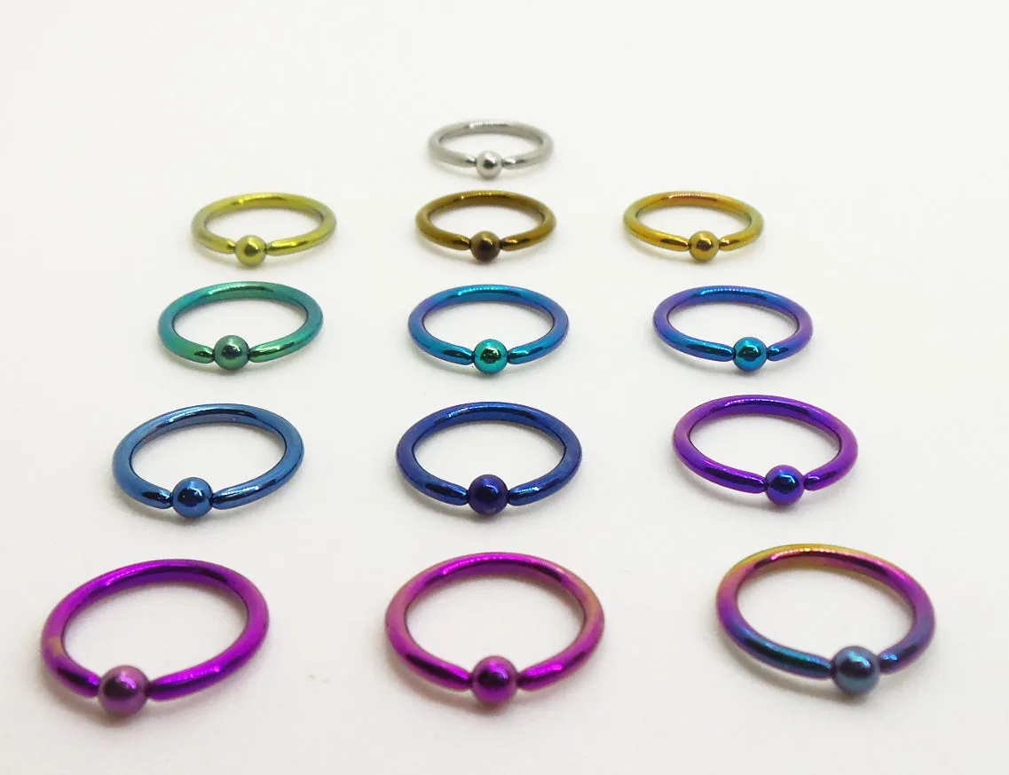 Medical Grade 16ga Titanium captive bead rings. Super bright colors!😍