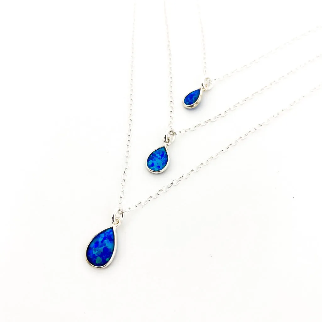 Mila Teardrop Lab Opal Necklace