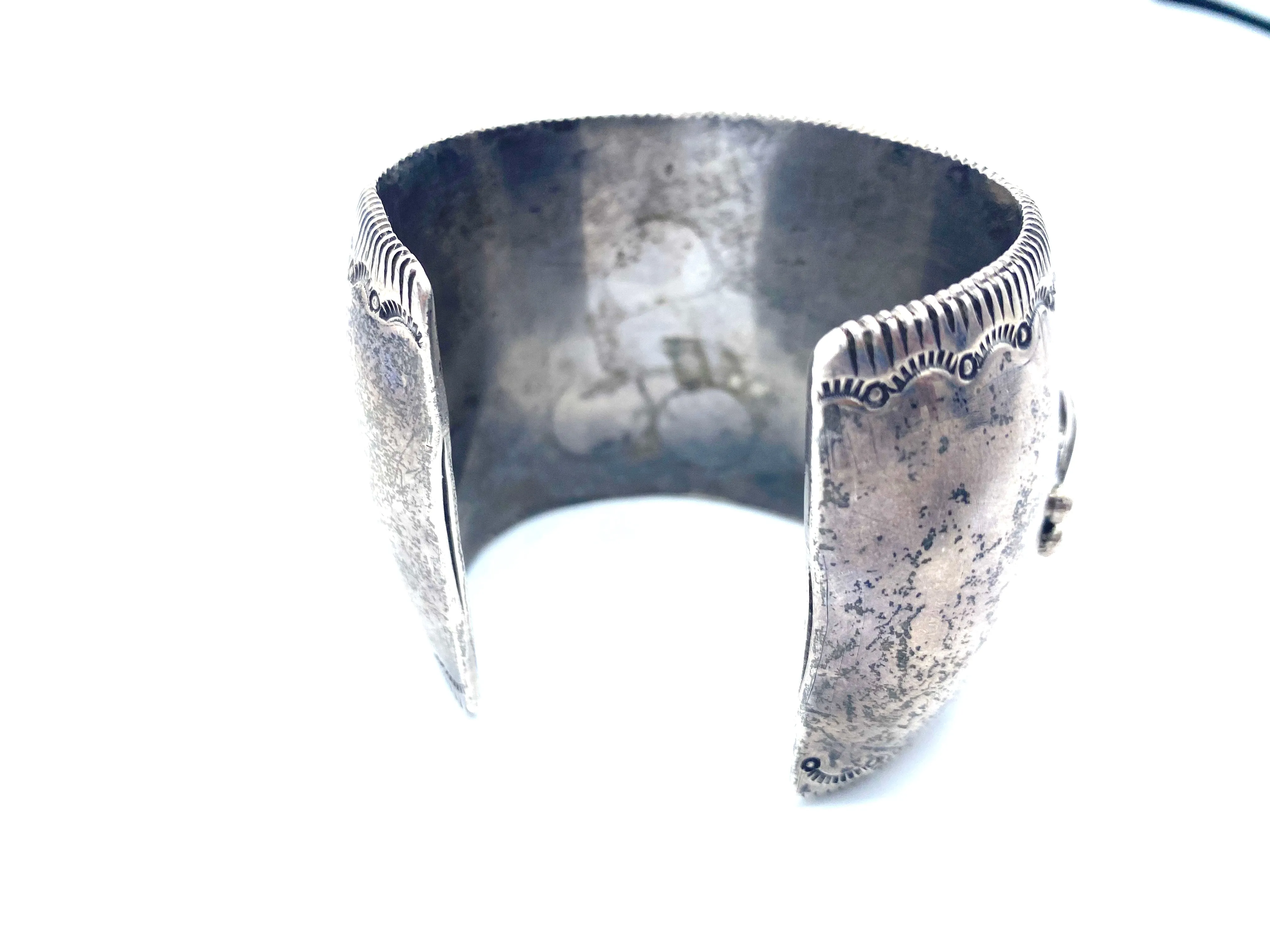 Navajo Silver Cuff with Turquoise Chunk