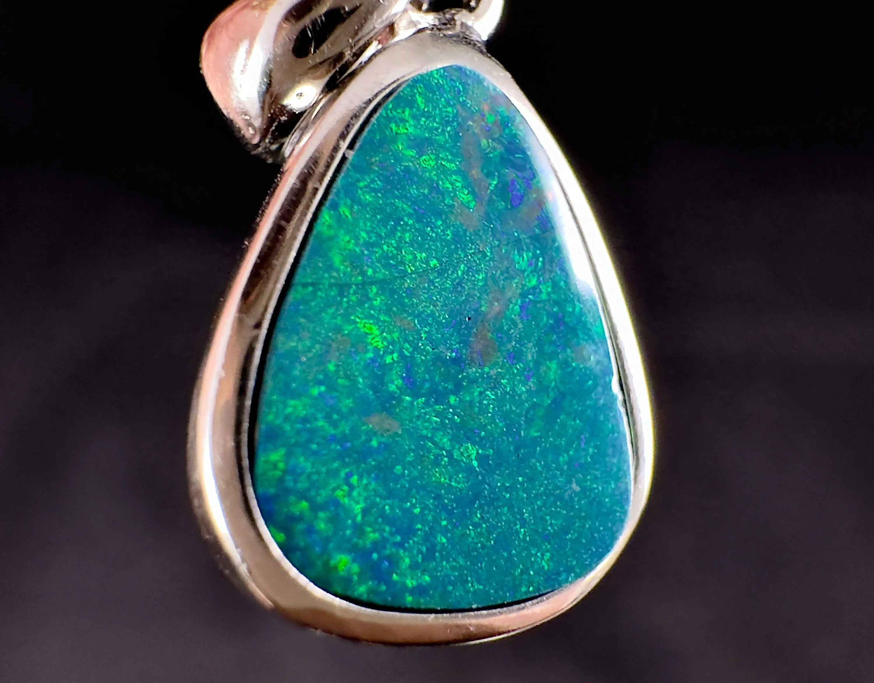OPAL Pendant - Sterling Silver, Opal Doublet - Birthstone Jewelry, Opal Cabochon Necklace, Australian Opal, 54327