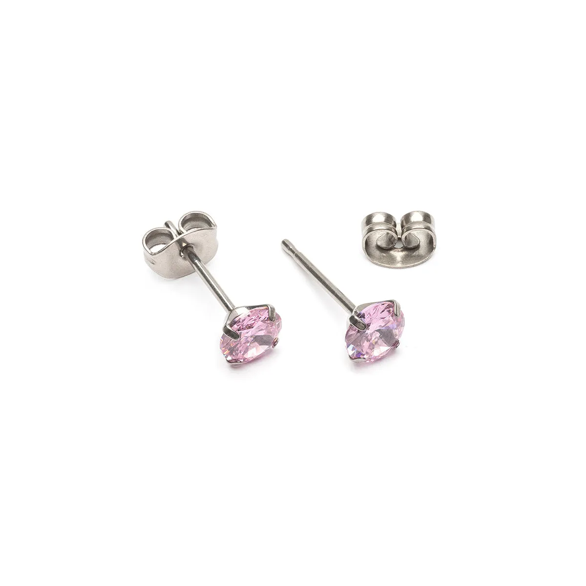 Pink Zirconia Titanium Stud Earrings