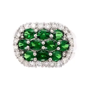 Platinum,Tsavorite Garnet Cluster Diamond Ring at Regard Jewelry in Austin, Texas