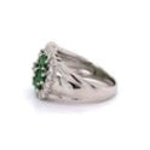 Platinum,Tsavorite Garnet Cluster Diamond Ring at Regard Jewelry in Austin, Texas