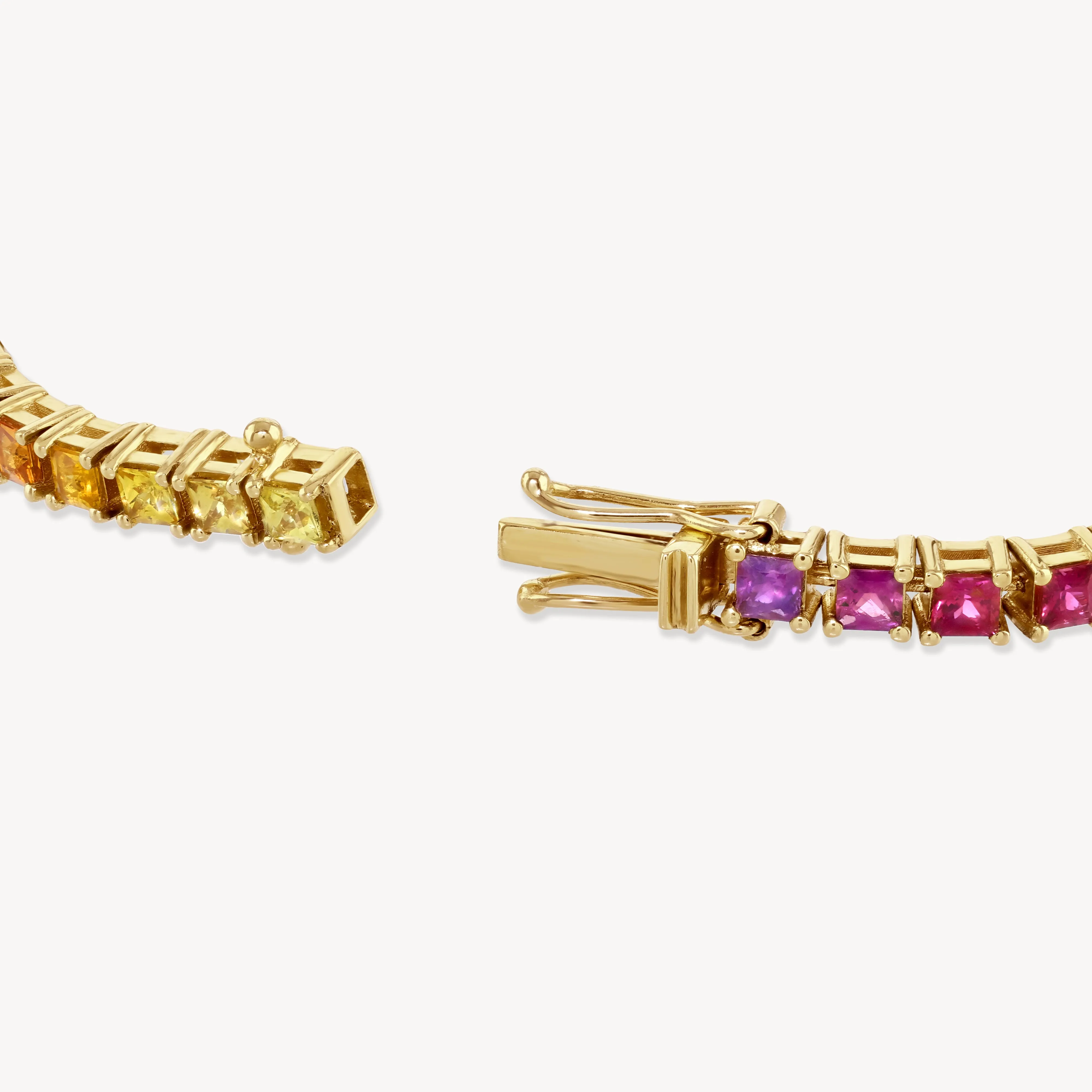 Princess-Cut Rainbow Sapphire Tennis Bracelet