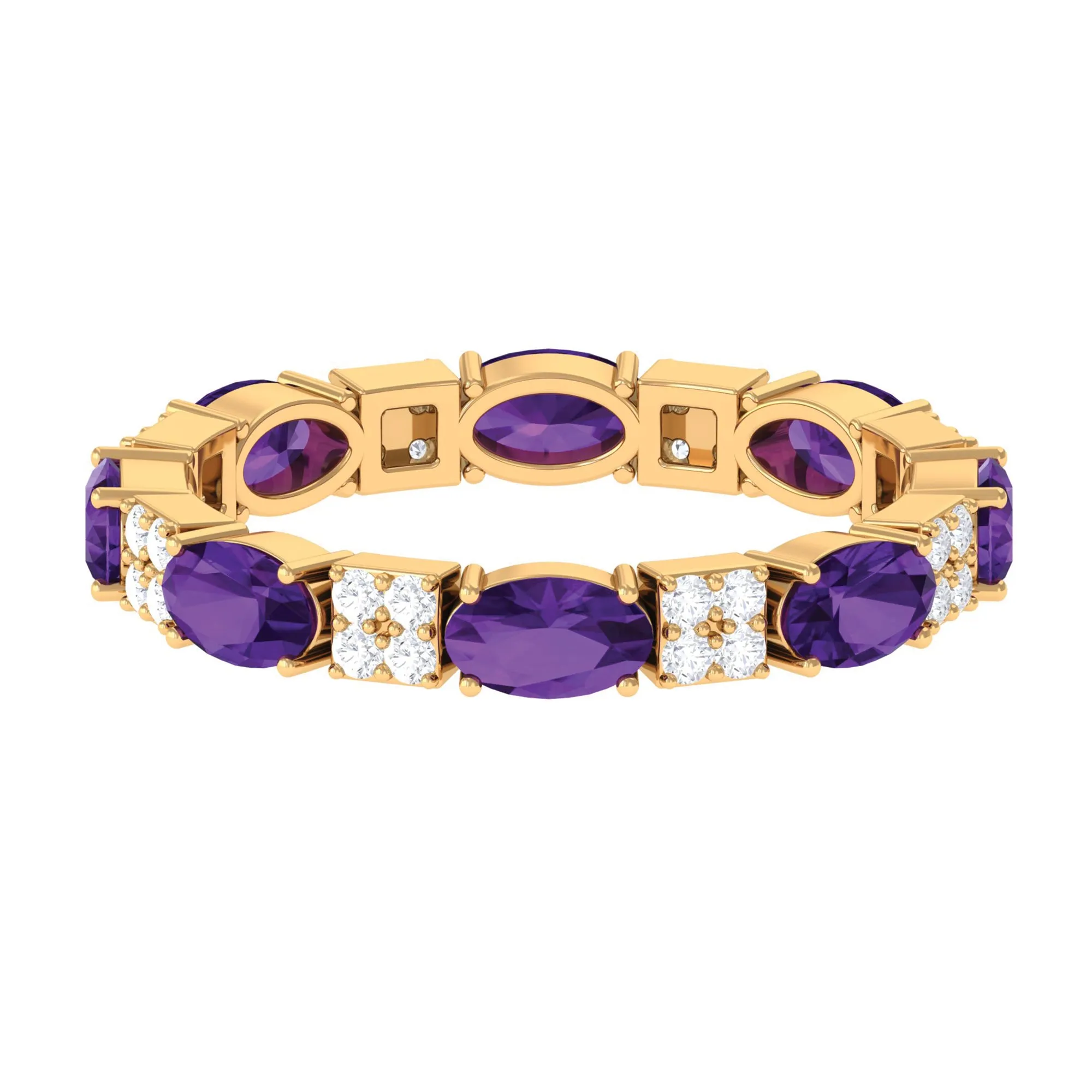 Real Amethyst and Diamond Eternity Ring
