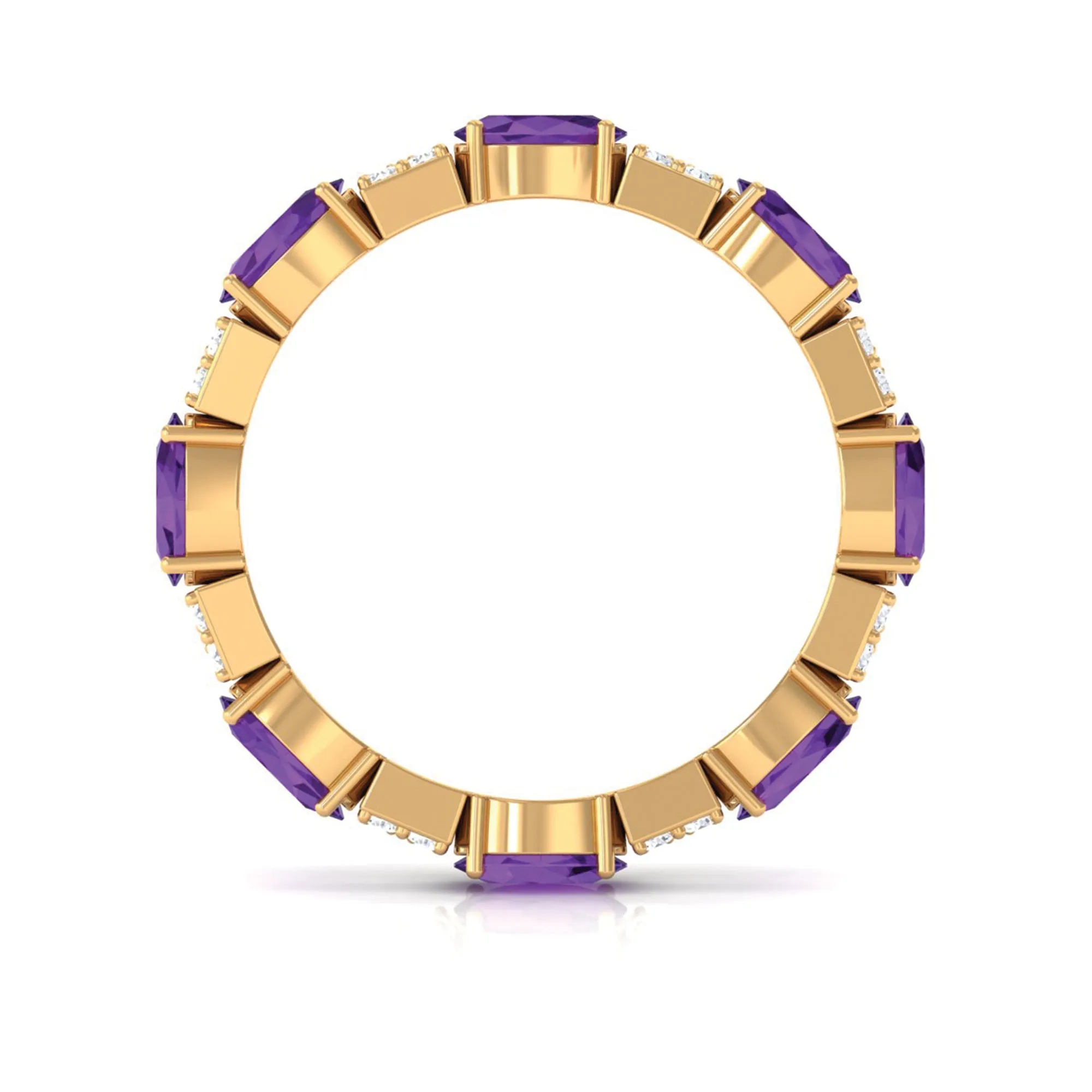 Real Amethyst and Diamond Eternity Ring