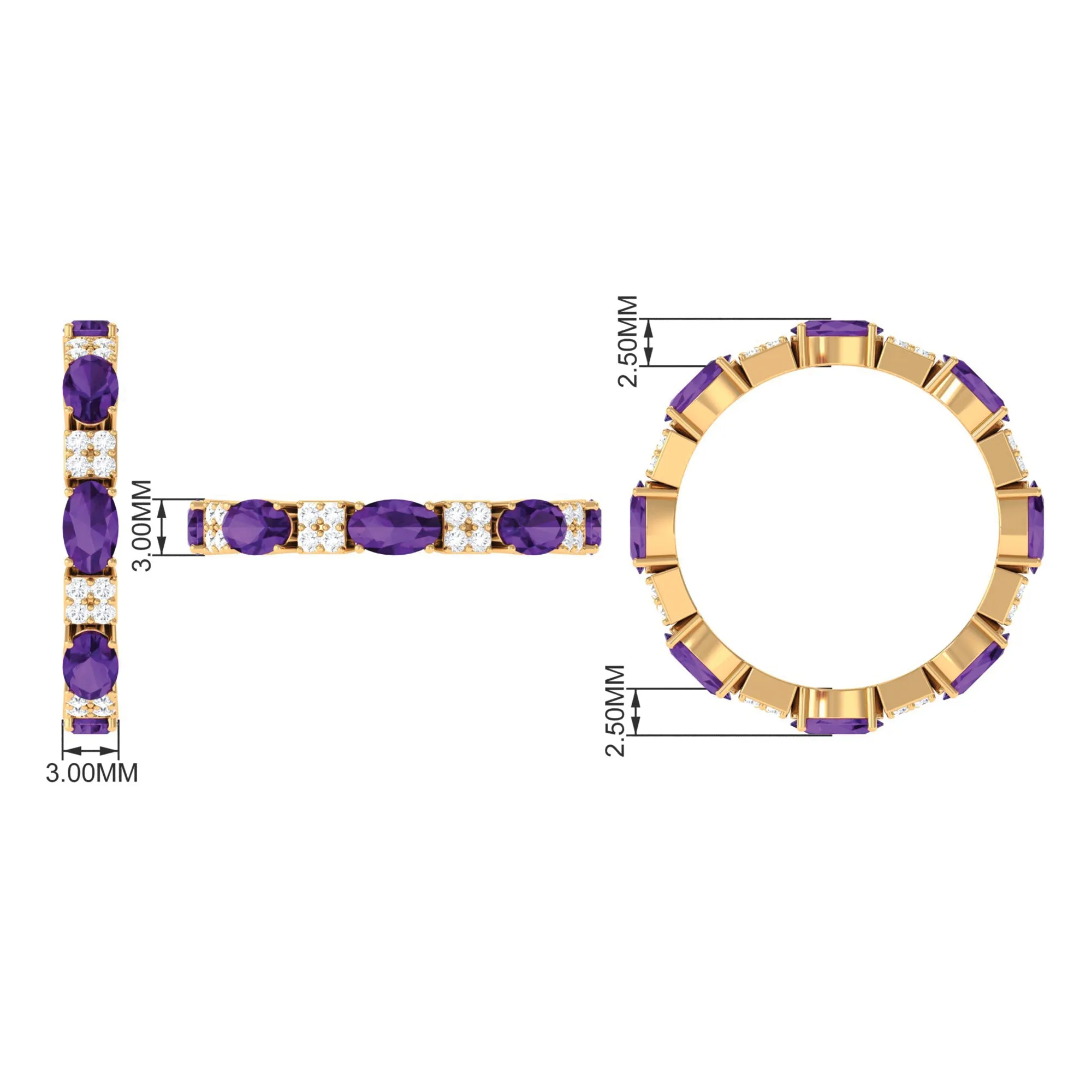 Real Amethyst and Diamond Eternity Ring