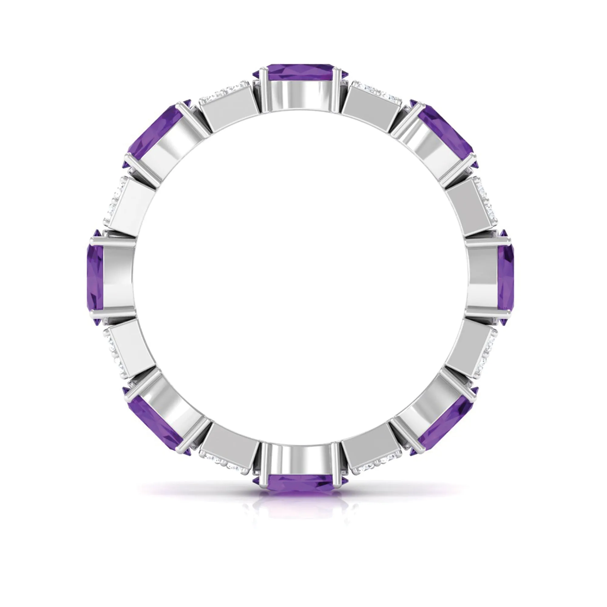 Real Amethyst and Diamond Eternity Ring