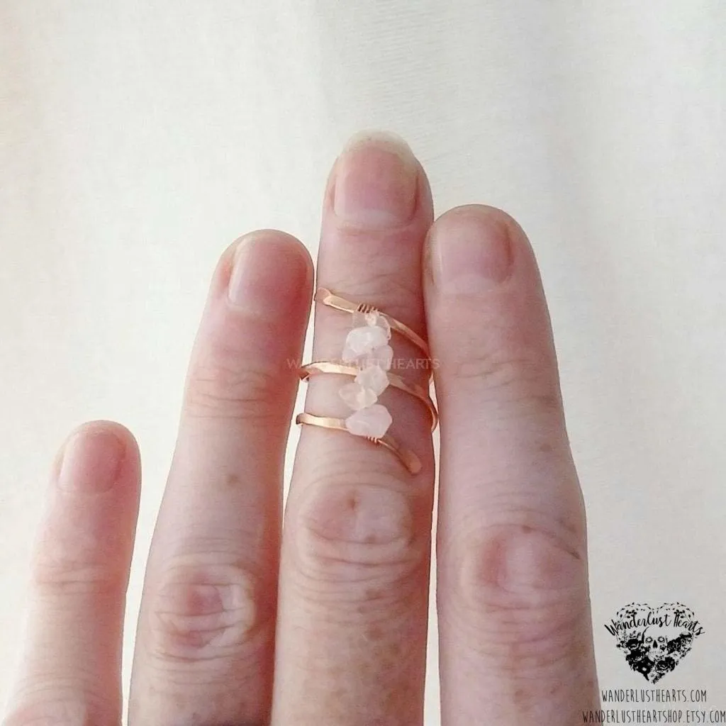 Rose quartz copper ring