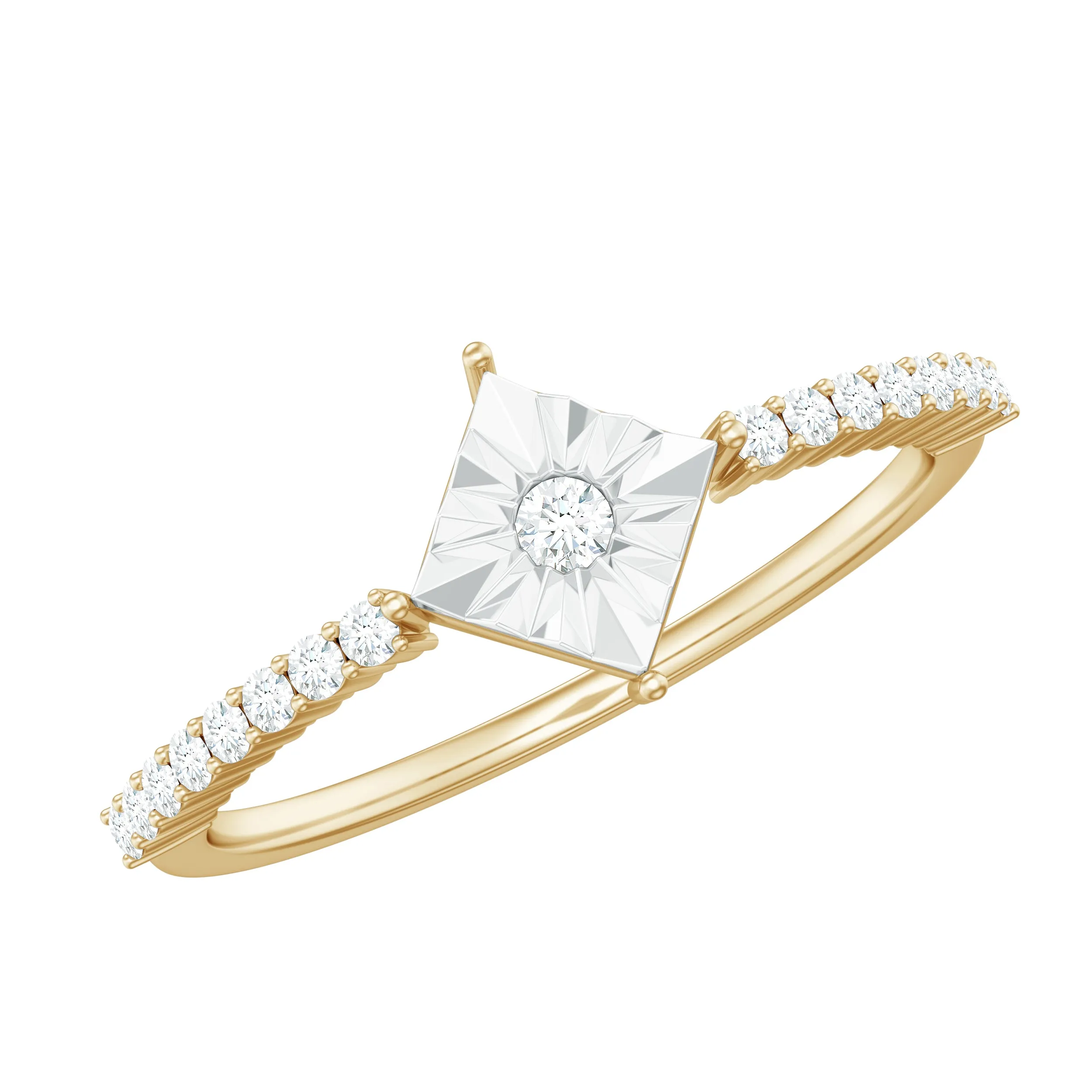 Round Cut Diamond Promise Ring in Illusion Setting
