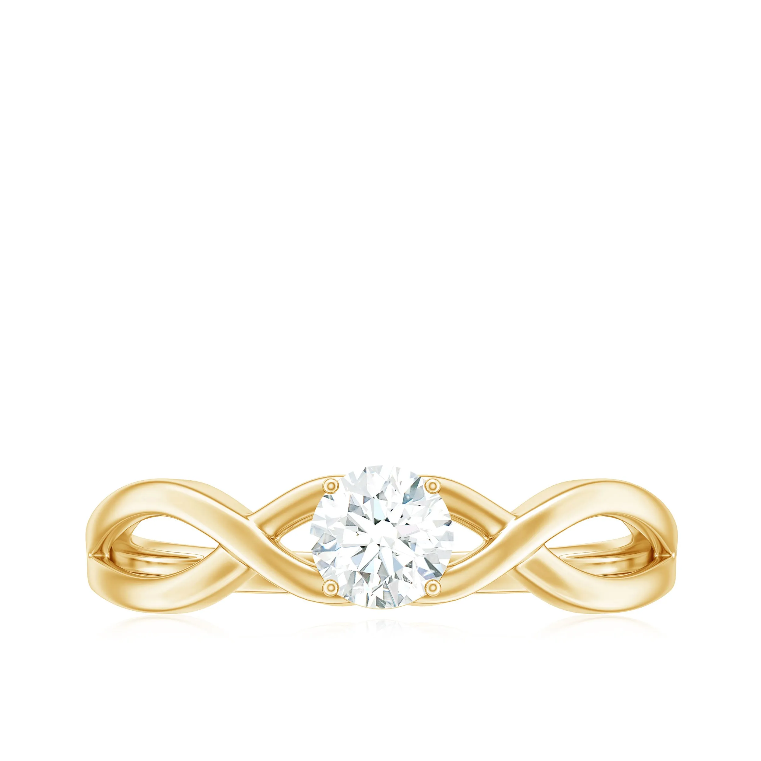 Round Lab Grown Diamond Solitaire Promise Ring in Crossover Shank