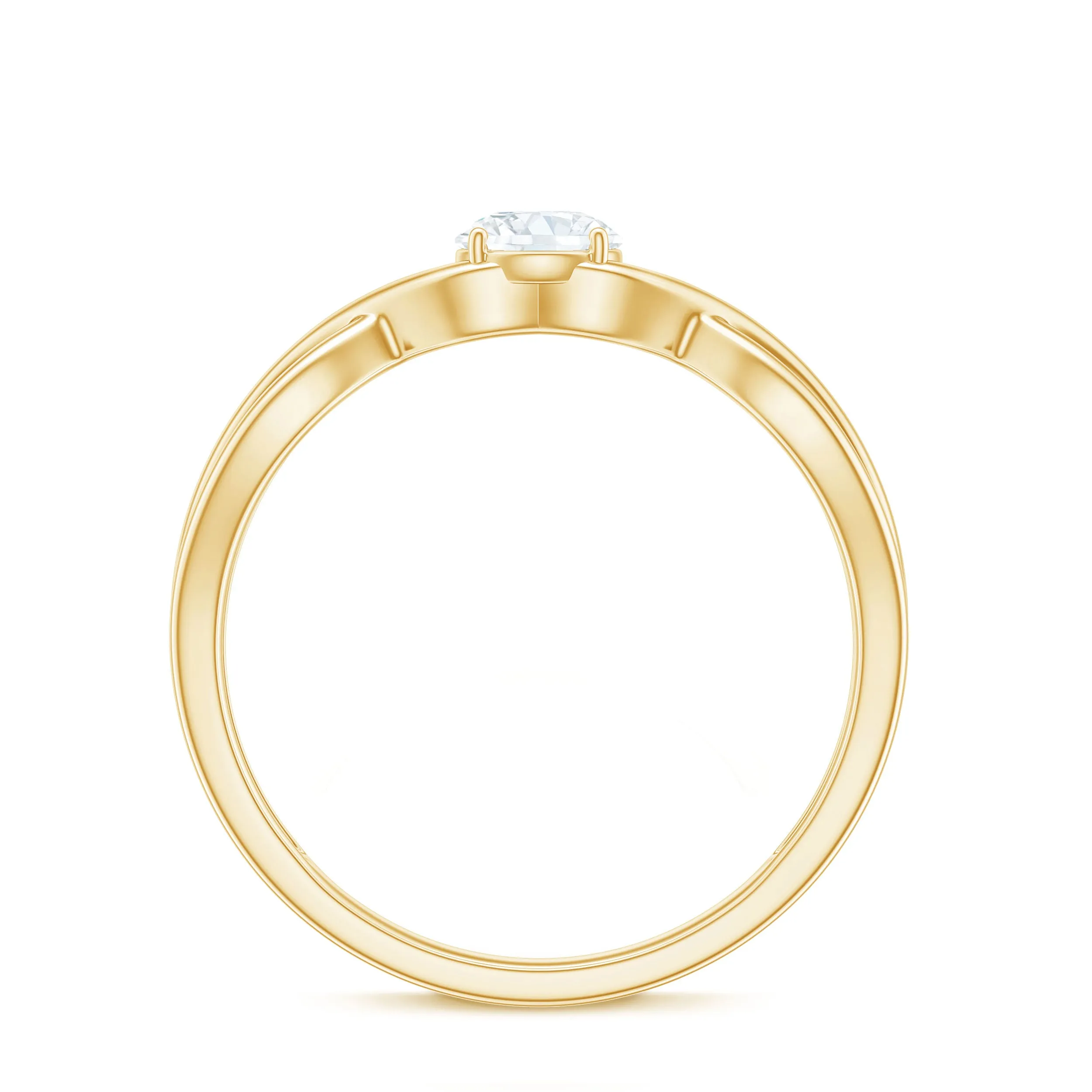 Round Lab Grown Diamond Solitaire Promise Ring in Crossover Shank