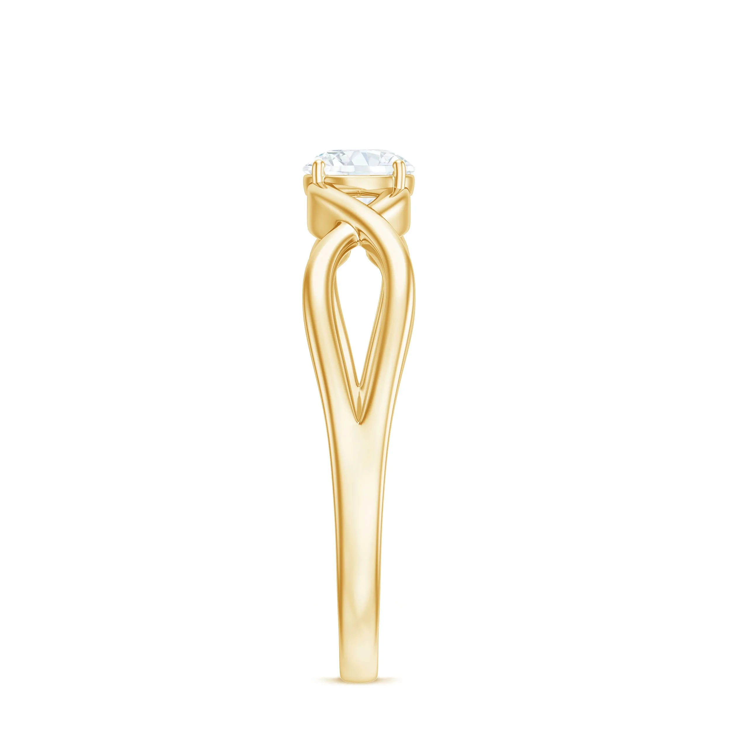 Round Lab Grown Diamond Solitaire Promise Ring in Crossover Shank