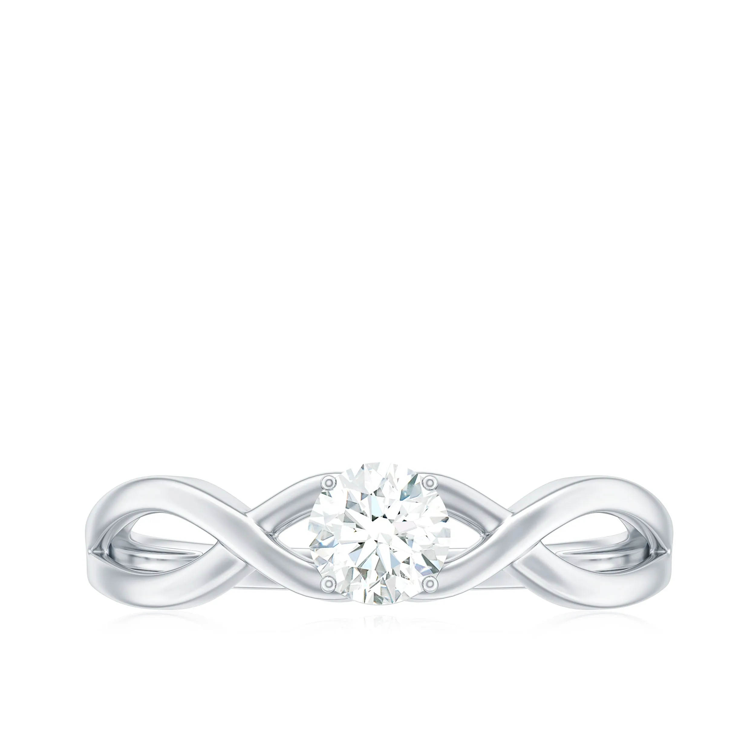 Round Lab Grown Diamond Solitaire Promise Ring in Crossover Shank