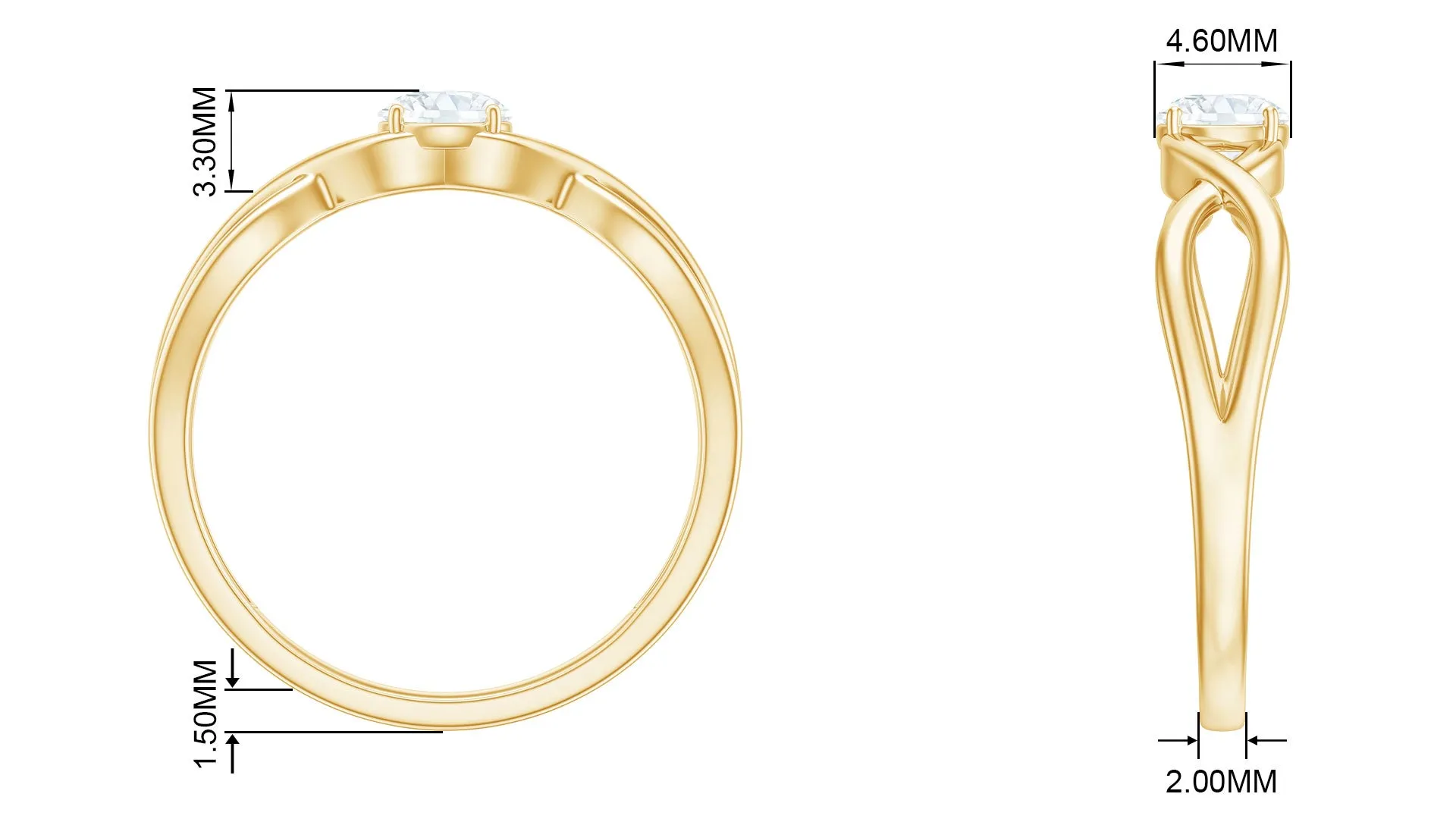 Round Lab Grown Diamond Solitaire Promise Ring in Crossover Shank