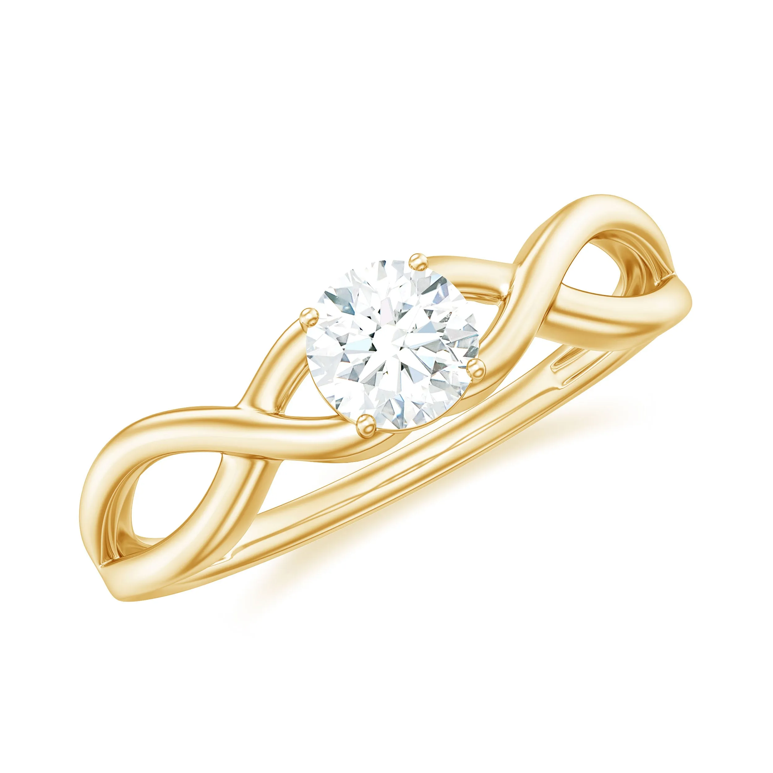 Round Lab Grown Diamond Solitaire Promise Ring in Crossover Shank