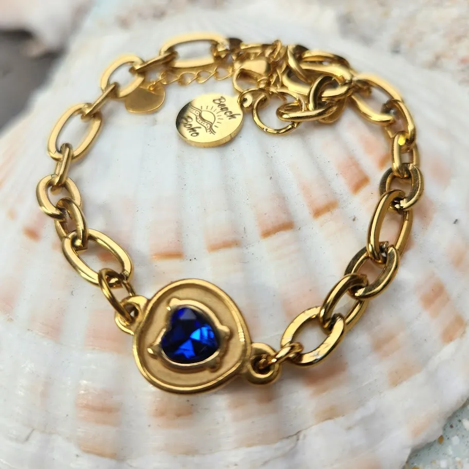 SAPPHIRE LOVE - 18 CT GOLD WATERPROOF CHAIN BRACELET