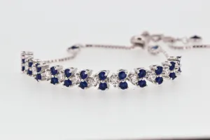 Sterling Silver Synthetic Sapphire and Cubic Zirconia