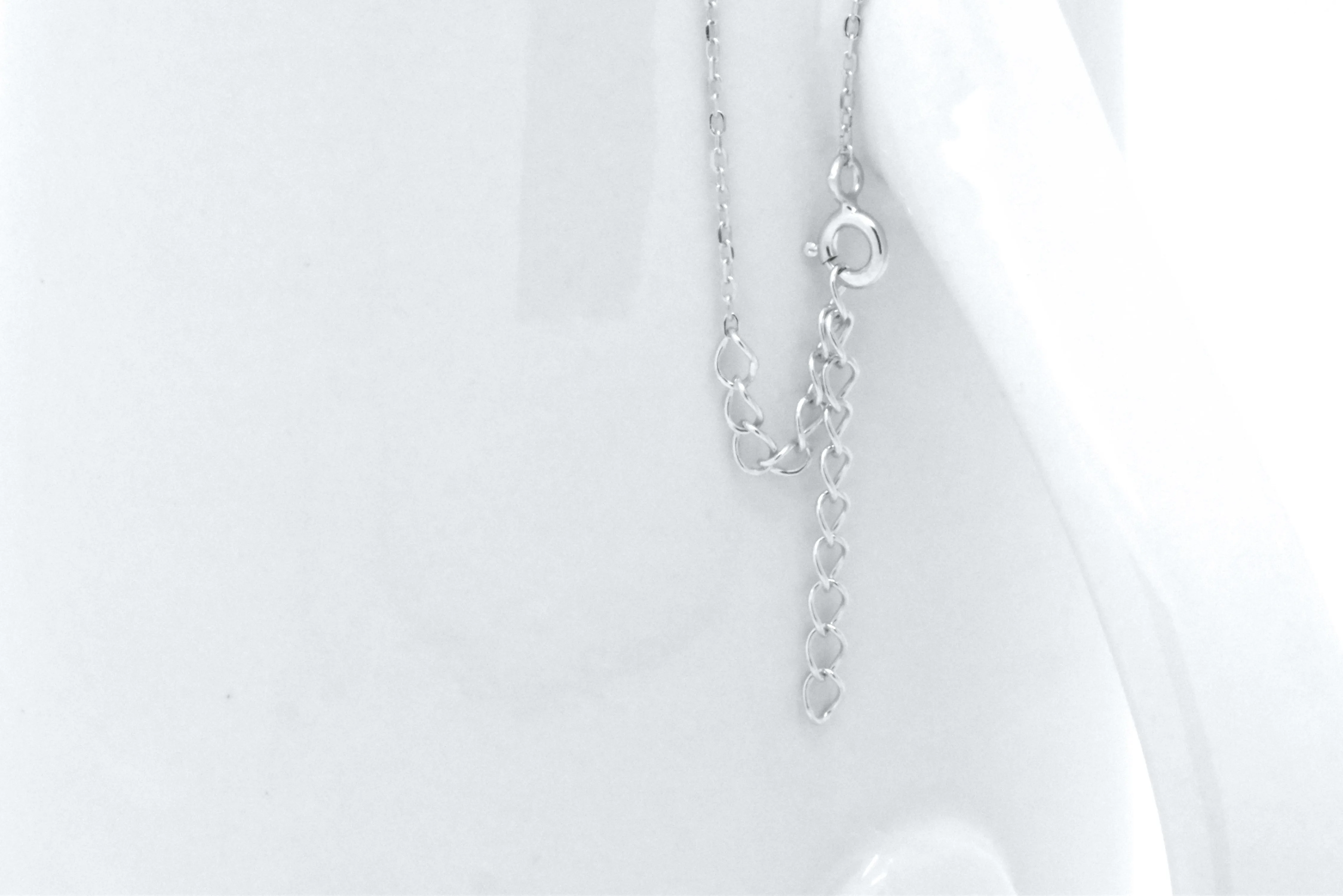 Sterling Silver White Heart Opal Rainbow Sapphire Adjustable Halo Necklace