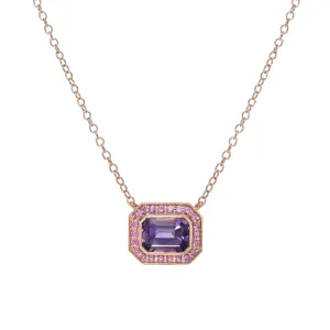 Sweet Amethyst Rectangle Necklace