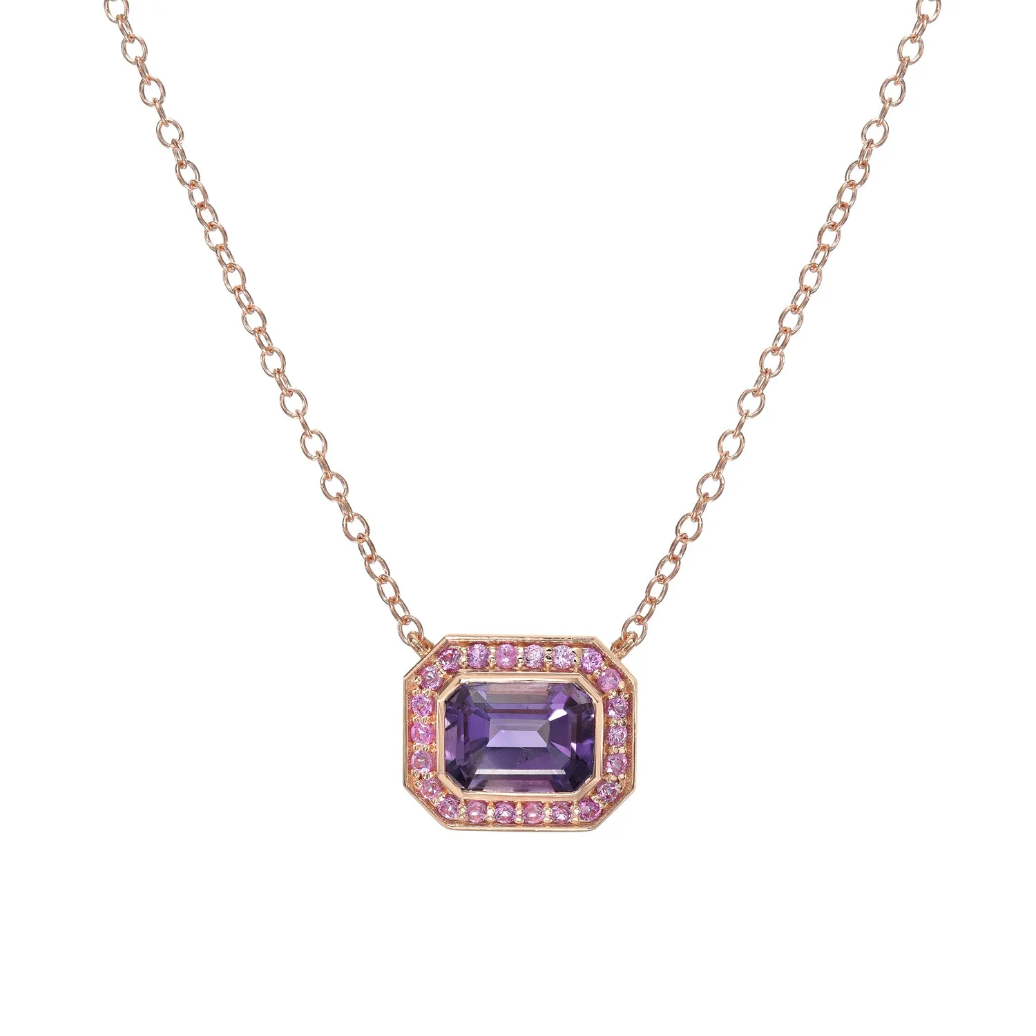 Sweet Amethyst Rectangle Necklace