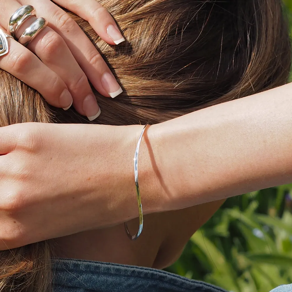 Toro Triangle Polished Silver Bangle