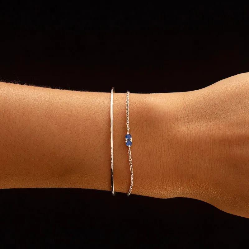 Twin Bracelet, Blue Sapphire, Silver