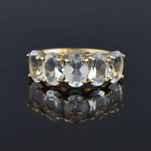 Vintage Five Stone Aquamarine Ring in 10K Gold